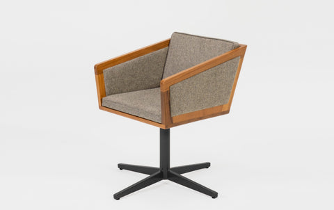 reddie-raw stool 50W x 48D x 72H *cm (45H seat height crushed) / 100% Wool Fabric~Textile 23 402 black stripe / Reclaimed Solid Teak Wood/Metal~Black Jay Swivel Chair