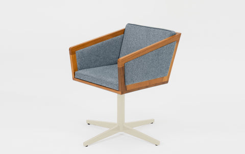 reddie-raw stool 50W x 48D x 72H *cm (45H seat height crushed) / 100% Wool Fabric~Textile 23 484 blue stripe / Metal~Cream Jay Swivel Chair