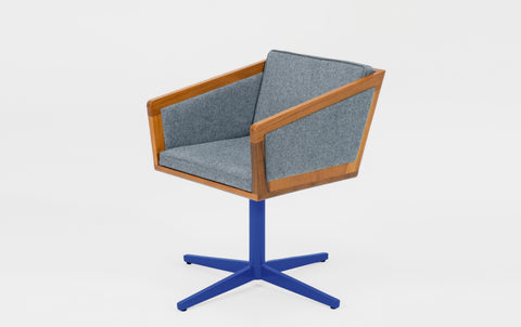 reddie-raw stool 50W x 48D x 72H *cm (45H seat height crushed) / 100% Wool Fabric~Textile 23 484 blue stripe / Metal~Navy Jay Swivel Chair
