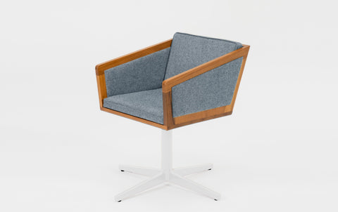 reddie-raw stool 50W x 48D x 72H *cm (45H seat height crushed) / 100% Wool Fabric~Textile 23 484 blue stripe / Metal~White Jay Swivel Chair