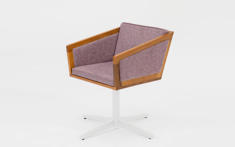 reddie-raw stool 50W x 48D x 72H *cm (45H seat height crushed) / 100% Wool Fabric~Textile 23 489 pink stripe / Metal~White Jay Swivel Chair