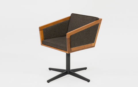 reddie-raw stool 50W x 48D x 72H *cm (45H seat height crushed) / Fabric~Davano Iron Stone / Reclaimed Solid Teak Wood/Metal~Black Jay Swivel Chair
