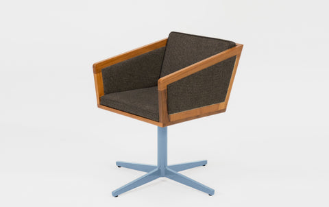 reddie-raw stool 50W x 48D x 72H *cm (45H seat height crushed) / Fabric~Davano Iron Stone / Reclaimed Solid Teak Wood/Metal~Blue Jay Swivel Chair