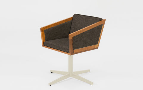 reddie-raw stool 50W x 48D x 72H *cm (45H seat height crushed) / Fabric~Davano Iron Stone / Reclaimed Solid Teak Wood/Metal~Cream Jay Swivel Chair