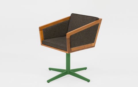 reddie-raw stool 50W x 48D x 72H *cm (45H seat height crushed) / Fabric~Davano Iron Stone / Reclaimed Solid Teak Wood/Metal~Green Jay Swivel Chair