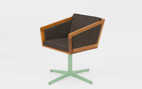 reddie-raw stool 50W x 48D x 72H *cm (45H seat height crushed) / Fabric~Davano Iron Stone / Reclaimed Solid Teak Wood/Metal~Mint Jay Swivel Chair