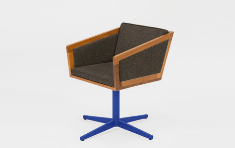 reddie-raw stool 50W x 48D x 72H *cm (45H seat height crushed) / Fabric~Davano Iron Stone / Reclaimed Solid Teak Wood/Metal~Navy Jay Swivel Chair