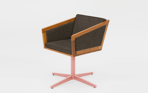 reddie-raw stool 50W x 48D x 72H *cm (45H seat height crushed) / Fabric~Davano Iron Stone / Reclaimed Solid Teak Wood/Metal~Pink Jay Swivel Chair