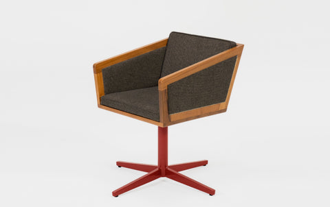 reddie-raw stool 50W x 48D x 72H *cm (45H seat height crushed) / Fabric~Davano Iron Stone / Reclaimed Solid Teak Wood/Metal~Red Jay Swivel Chair