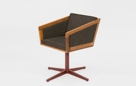 reddie-raw stool 50W x 48D x 72H *cm (45H seat height crushed) / Fabric~Davano Iron Stone / Reclaimed Solid Teak Wood/Metal~Rust Jay Swivel Chair