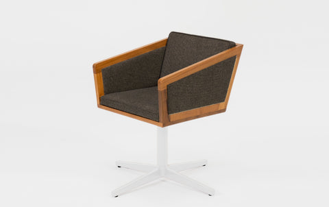 reddie-raw stool 50W x 48D x 72H *cm (45H seat height crushed) / Fabric~Davano Iron Stone / Reclaimed Solid Teak Wood/Metal~White Jay Swivel Chair