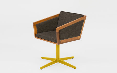 reddie-raw stool 50W x 48D x 72H *cm (45H seat height crushed) / Fabric~Davano Iron Stone / Reclaimed Solid Teak Wood/Metal~Yellow Jay Swivel Chair