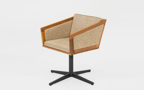 reddie-raw stool 50W x 48D x 72H *cm (45H seat height crushed) / Fabric~Davano Paper Bank / Reclaimed Solid Teak Wood/Metal~Black Jay Swivel Chair