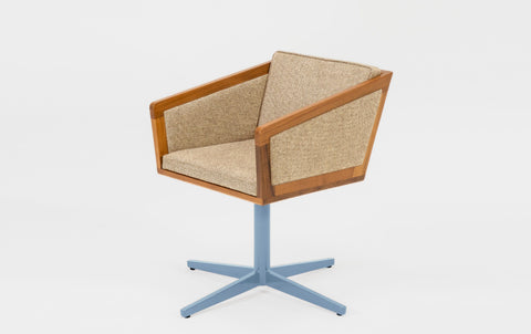 reddie-raw stool 50W x 48D x 72H *cm (45H seat height crushed) / Fabric~Davano Paper Bank / Reclaimed Solid Teak Wood/Metal~Blue Jay Swivel Chair