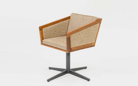 reddie-raw stool 50W x 48D x 72H *cm (45H seat height crushed) / Fabric~Davano Paper Bank / Reclaimed Solid Teak Wood/Metal~Grey Jay Swivel Chair