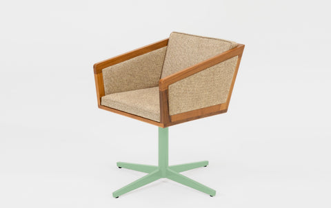 reddie-raw stool 50W x 48D x 72H *cm (45H seat height crushed) / Fabric~Davano Paper Bank / Reclaimed Solid Teak Wood/Metal~Mint Jay Swivel Chair