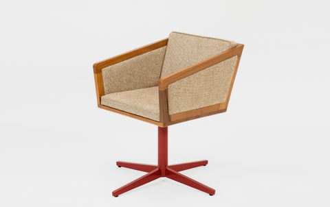 reddie-raw stool 50W x 48D x 72H *cm (45H seat height crushed) / Fabric~Davano Paper Bank / Reclaimed Solid Teak Wood/Metal~Red Jay Swivel Chair
