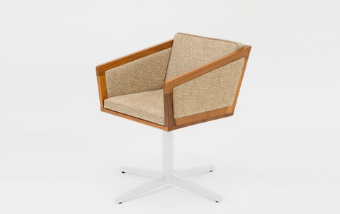 reddie-raw stool 50W x 48D x 72H *cm (45H seat height crushed) / Fabric~Davano Paper Bank / Reclaimed Solid Teak Wood/Metal~White Jay Swivel Chair