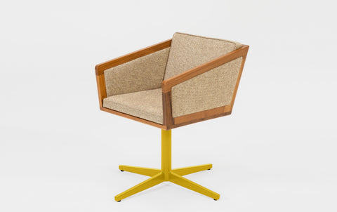 reddie-raw stool 50W x 48D x 72H *cm (45H seat height crushed) / Fabric~Davano Paper Bank / Reclaimed Solid Teak Wood/Metal~Yellow Jay Swivel Chair