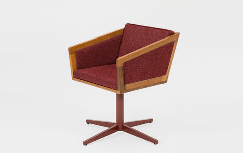 reddie-raw stool 50W x 48D x 72H *cm (45H seat height crushed) / Fabric~Davano Sangria / Reclaimed Solid Teak Wood/Metal~Rust Jay Swivel Chair