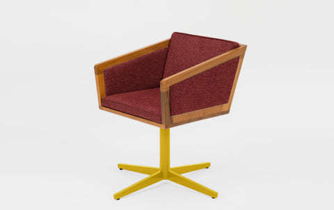 reddie-raw stool 50W x 48D x 72H *cm (45H seat height crushed) / Fabric~Davano Sangria / Reclaimed Solid Teak Wood/Metal~Yellow Jay Swivel Chair