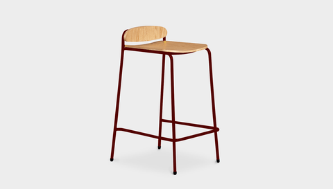 reddie-raw stool 55W x 53D x 86H *cm (75H seat) / Wood Veneer~Teak / Metal~Rust Kami Stackable Bar Stool