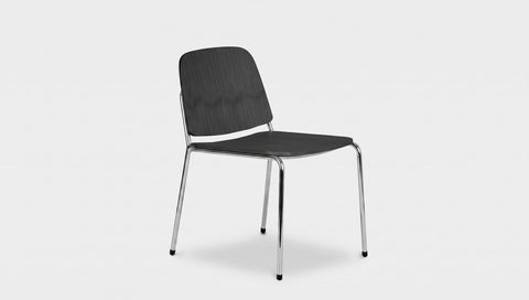 reddie-raw dining chair 52W x 57D x 79H *cm (45H seat) / Solid Reclaimed Teak Wood~Black / Metal~Polished Stainless Steel Kami Stackable Dining Chair