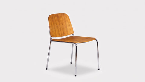 reddie-raw dining chair 52W x 57D x 79H *cm (45H seat) / Solid Reclaimed Teak Wood~Natural / Metal~Polished Stainless Steel Kami Stackable Dining Chair