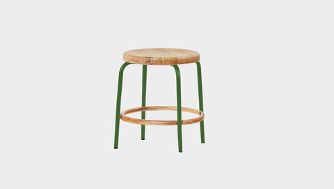 reddie-raw stool 35dia x 45H / Solid Reclaimed Teak Wood~Oak / Metal~Green Milton Low Stool