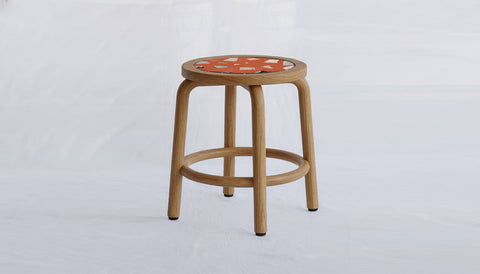 reddie-raw square side table 36W dia x 45H *cm / COMBO~Clay / Solid Reclaimed Teak Wood~Natural Milton Low Stool