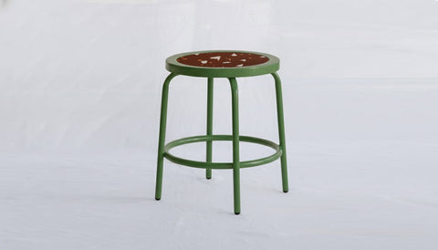 reddie-raw square side table 36W dia x 45H *cm / COMBO~Plum / Metal~Green Milton Low Stool