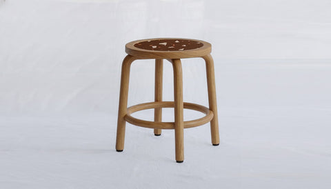 reddie-raw square side table 36W dia x 45H *cm / COMBO~Plum / Solid Reclaimed Teak Wood~Natural Milton Low Stool