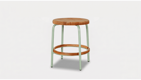 reddie-raw stool 35dia x 45H / Solid Reclaimed Teak Wood~Natural / Metal~Mint Milton Low Stool - Wood