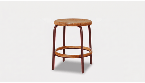 reddie-raw stool 35dia x 45H / Solid Reclaimed Teak Wood~Natural / Metal~Rust Milton Low Stool - Wood