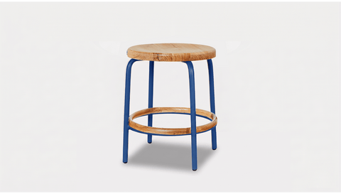 reddie-raw stool 35dia x 45H / Solid Reclaimed Teak Wood~Oak / Metal~Navy Milton Low Stool - Wood
