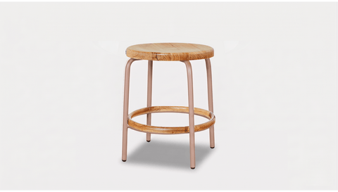 reddie-raw stool 35dia x 45H / Solid Reclaimed Teak Wood~Oak / Metal~Pink Milton Low Stool - Wood