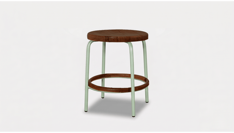 reddie-raw stool 35dia x 45H / Solid Reclaimed Teak Wood~Walnut / Metal~Mint Milton Low Stool - Wood