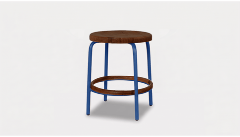 reddie-raw stool 35dia x 45H / Solid Reclaimed Teak Wood~Walnut / Metal~Navy Milton Low Stool - Wood