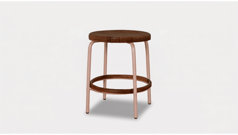 reddie-raw stool 35dia x 45H / Solid Reclaimed Teak Wood~Walnut / Metal~Pink Milton Low Stool - Wood