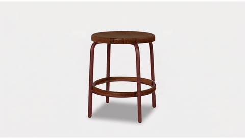 reddie-raw stool 35dia x 45H / Solid Reclaimed Teak Wood~Walnut / Metal~Rust Milton Low Stool - Wood