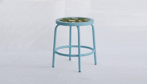 reddie-raw square side table 35W dia x 45H *cm / Collab~Green / Metal~Blue Milton Stool COLLAB