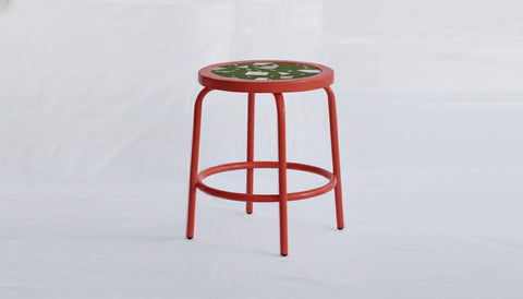reddie-raw square side table 35W dia x 45H *cm / Collab~Green / Metal~Red Milton Stool COLLAB