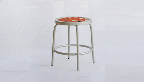 reddie-raw square side table 35W dia x 45H *cm / Collab~Pink / Metal~Galvanised Milton Stool COLLAB