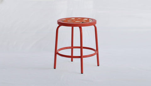 reddie-raw square side table 35W dia x 45H *cm / Collab~Pink / Metal~Red Milton Stool COLLAB