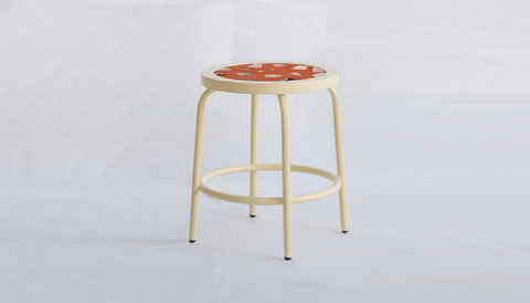 reddie-raw square side table 35W dia x 45H *cm / Collab~Pink / Metal~White Milton Stool COLLAB