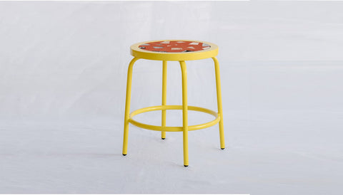 reddie-raw square side table 35W dia x 45H *cm / Collab~Pink / Metal~Yellow Milton Stool COLLAB