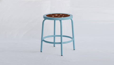reddie-raw square side table 35W dia x 45H *cm / Collab~Rust / Metal~Blue Milton Stool COLLAB