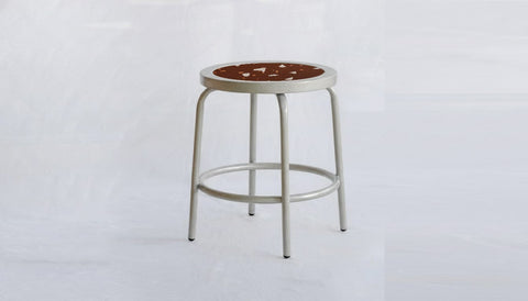 reddie-raw square side table 35W dia x 45H *cm / Collab~Rust / Metal~Galvanised Milton Stool COLLAB