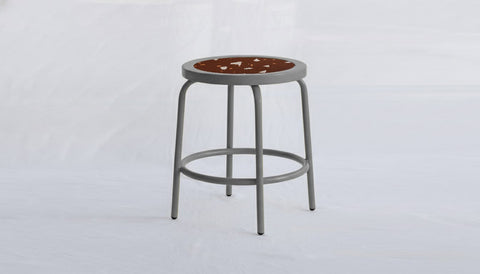 reddie-raw square side table 35W dia x 45H *cm / Collab~Rust / Metal~Grey Milton Stool COLLAB