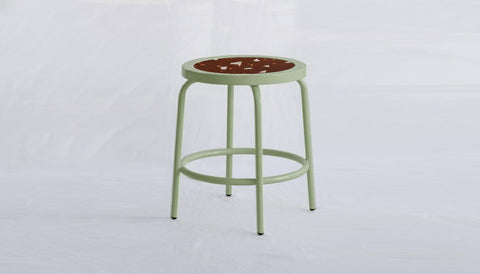 reddie-raw square side table 35W dia x 45H *cm / Collab~Rust / Metal~Mint Milton Stool COLLAB